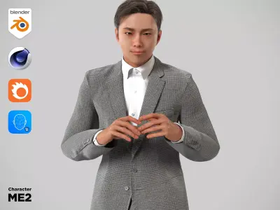 Modular Character - Asian Business Man - ME2 Low-poly 3D model