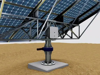 Solar Tracker-2x4 Panel Layout-SOLAR-SIM V01-Mirror Supported Low-poly 3D model