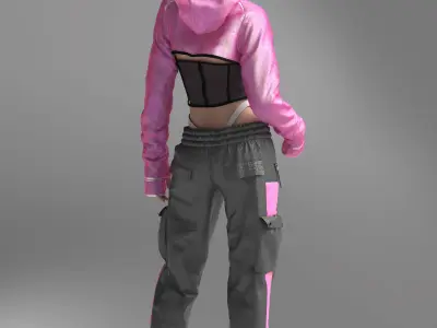Sporty Set with Crop Hoodie 3D model