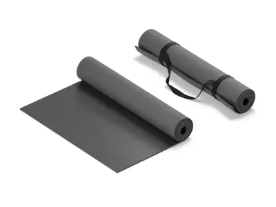 Black Half Folded 2 Types Yoga Mat - for meditation and tourism 3D model