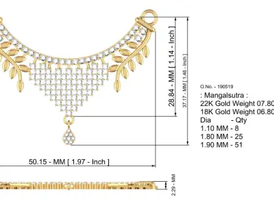 Gold Mangalsutra 3D print model