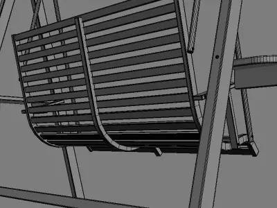 Multiple Seats Wooden Swing with Roof 14 3D model