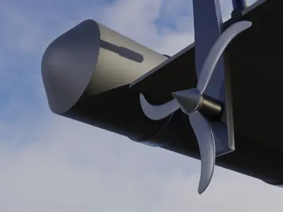 Raft with motor Low-poly 3D model