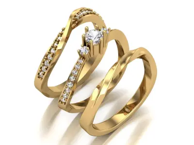 Engagement rings 3D print model 2