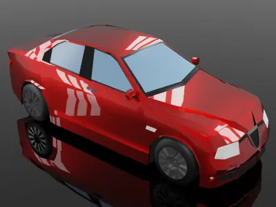 Red Car lowpoly Low-poly 3D model