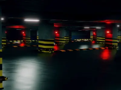 Parking Lot - Low Poly - Game Ready - PBR Low-poly 3D model
