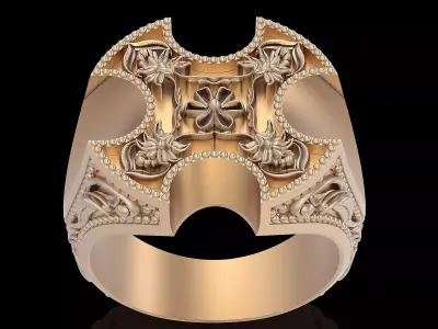 Lux  ring  sterling gold carving printable jewelry 3D model 3D print model