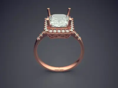 Luxury Engagement Rings WIth Square Diamond CAD 3556  3D print model