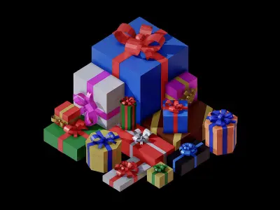 Christmas Presents Low-poly 3D model purchase