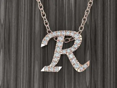 Jewelry Alphabet Pendant R 3D print model