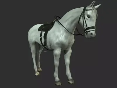 Horse with saddle Low-poly 3D model