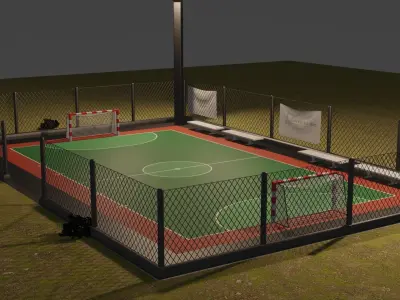 Lowpoly socker ground Low-poly 3D model