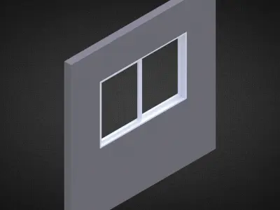 Horizontal sliding window Low-poly 3D model