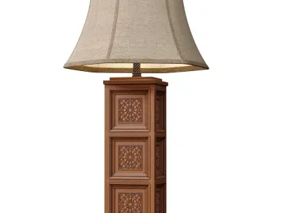 Wood Aged Arabic Oriental Nightstand bedside Eastern Table Lamp 3D model