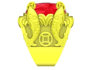 Luxury Dragon Oval Stone Ring for Men 5131  3D print model