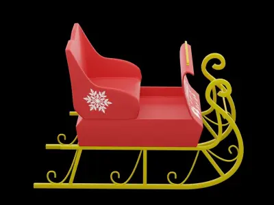 Santa Clause Sleigh Low-poly 3D model