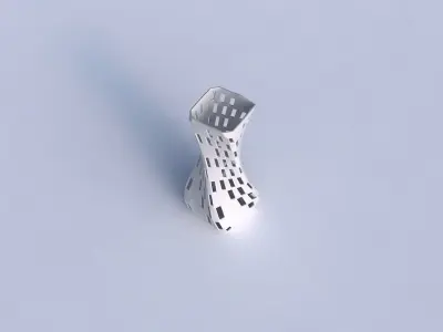 Vase twisted larger opening quadratic with checker grid latti... 3D print model