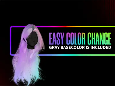 Female Hair Collection 06 - Game Ready Low-poly 3D model