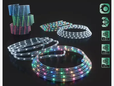 Editable Modular Light Hose LED Christmas Tree Lamps  3D model