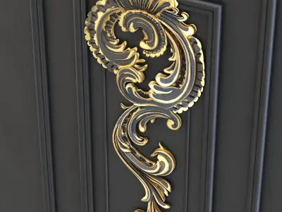wall-set-ss1 ornate headboard gold 3D model