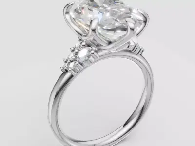 Luxury Engagement Ring tulip style 3D print model