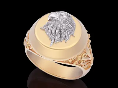 Eagle man ring  gold  printable jewelry 3D model 3D print model