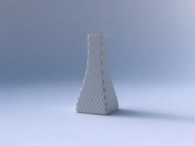 Vase squeezed rectangle with diagonal grid dents 3D print model