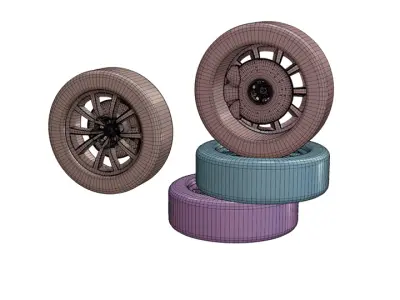 Wheel set Low-poly 3D model
