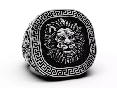 Lion ring Greek ornament 3D print model