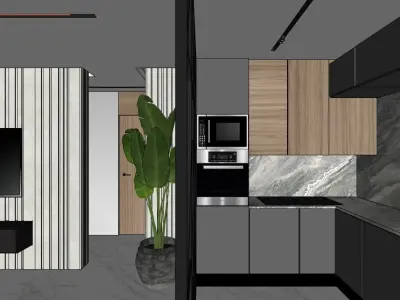 sketchup modern interior design  apartement  3D model
