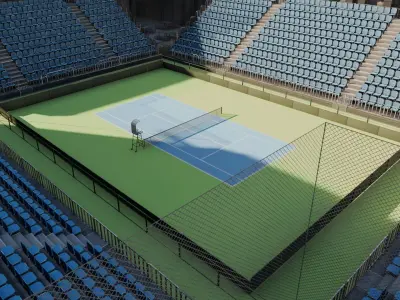 VR Tennis Court Low-poly 3D model