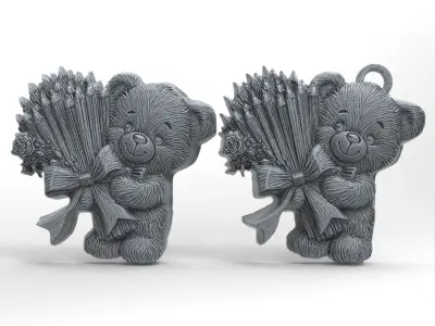 teddy bear pencil decor  3D print model