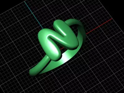 N alphabet baypass ring 3D print model