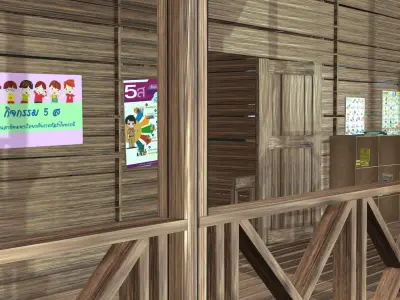 old school wooden school 3D model