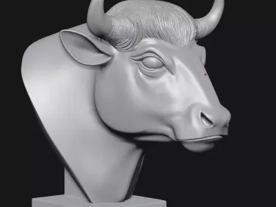 Bull head sculpture 3D print model