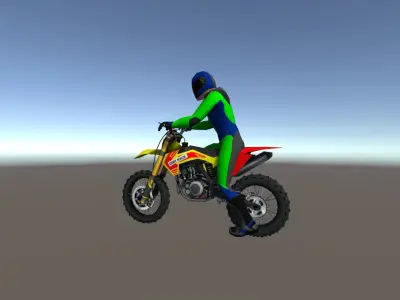 Low Poly Dirt Bike With Rider-3 Low-poly 3D model