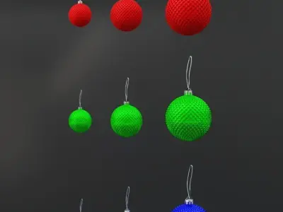 Christmas Tree Balls  in red  green and blue 3D model