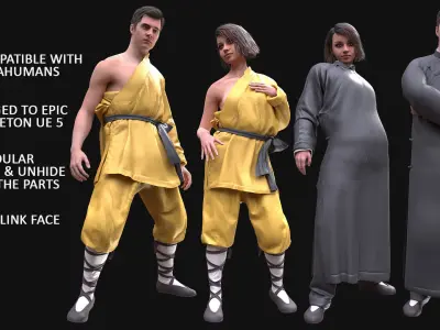 Mens and Womens Martial Suits 3D Model Collection