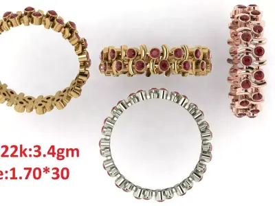 Band stone ring 33 3D print model