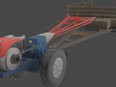 Low-poly local thailand tractor model Low-poly 3D model