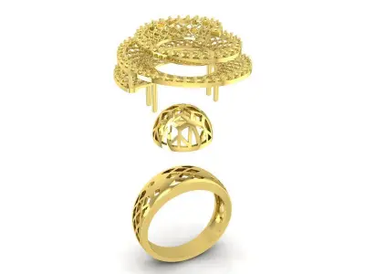 Luxury Multi Halo Cluster Ring 3D Model for Jewelry Design 3497 3D print model
