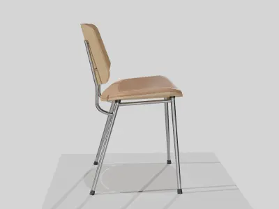 Soborg Metal Base-Model 3061-oak lacquered and chrome Low-poly 3D model