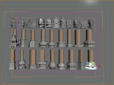 Chinese style pillars 3D model
