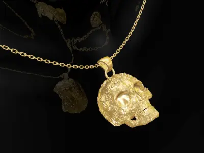 Skull tattoo Gold Pendant Jewelry 3D print model