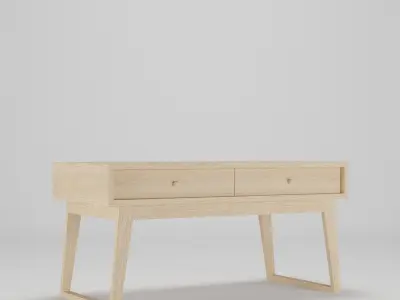 Wood Table with drawers Low-poly 3D model