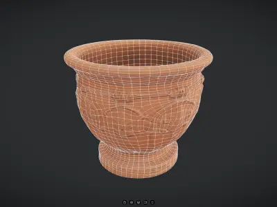 Terracotta Plant Pot 2 Low-poly 3D model