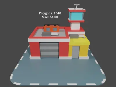 City builder Fire Department Pack Firecar Low poly Low-poly 3D model