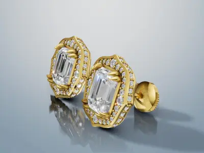 Diamond Earrings 3 D print model C 69 3D print model