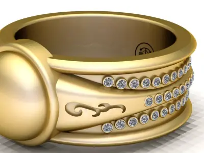 Luxury Dome Top Gold Ring 3D Printable Jewelry Model 3D print model