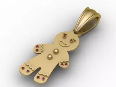 Gingerbread Man Pendant 3D Printable  Model 3D print model
